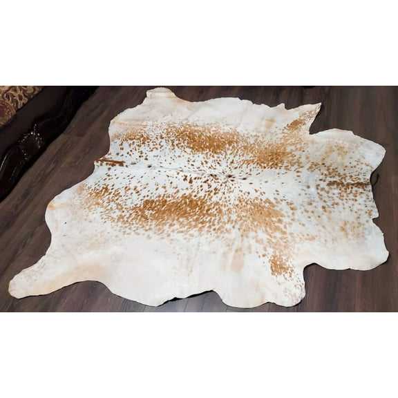 Tricolor Cow Skin Area Rug Hair on Leather Hide 6.5 ft X 6.5 ft - 45 x 45 sq.ft Approx. Multicolor Led Lights, Motion Sensor, USB & Battery Power Option