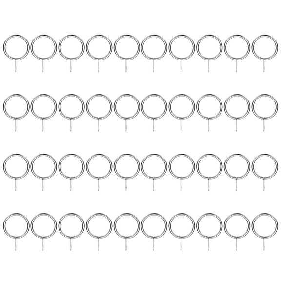 Uxcell 40 Pcs Curtain Rings with Eyelets, 1"ID Sliding Smoothly Metal Drapery Ring Fit Up to 0.88" Curtain Rod, Silver