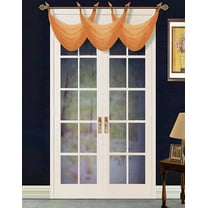 (#36) ORANGE 1PC Elegant Voile Sheer Swag Dressing Waterfall Bronze Grommets Valance, 55" X 24" Inch