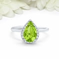 thumbnail image 2 of HeartsAndYou 3ct Natural Peridot & Diamond Ring Halo Minimalist 100% 14k SOLID White Gold, 2 of 9
