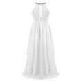 thumbnail image 3 of inhzoy Kids Girls Chiffon Flower Girls Dress Sequins Halter Neck Bridesmaid Wedding Evening Party Gowns Maxi Formal Dress Ivory 12, 3 of 7