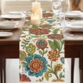 thumbnail image 3 of Paisley Boho Floral Table Runner, Vintage Flowers Botanical Washable Cotton Linen Table Runners 108 Inches Long, Dresser Scarf Runner for Dining/Living Room/Kitchen/Square Tables 13''x108'', 3 of 9