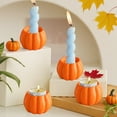 thumbnail image 6 of Oioii Pumpkin Tealight Candle Holders Set Resin Candlestick Base Orange Pumpkin Candlestick Holders for Pillar Candles Dining Table Centerpiece Fall Halloween Thanksgiving Decor, 6 of 6