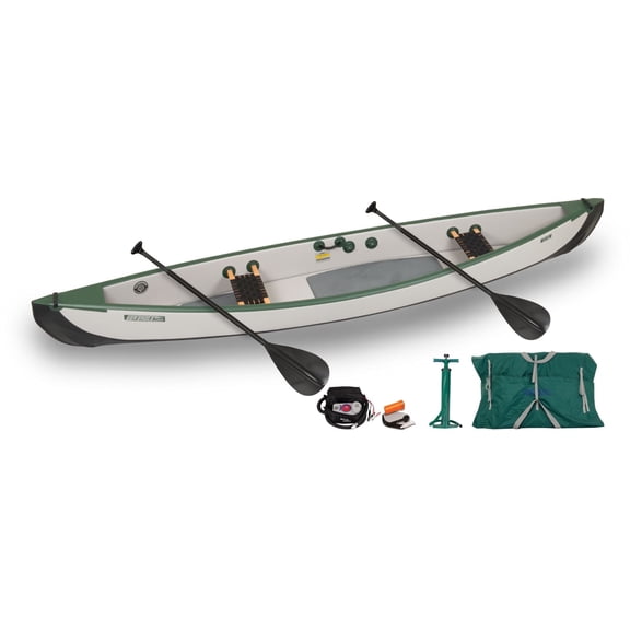 Sea Eagle TC16 Travel Canoe 2 Person Electric Pump Wood/Web Seats Package