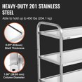 thumbnail image 3 of VEVOR Kitchen Utility Cart, 3 Tiers, Wire Rolling Cart with 450LBS Capacity, Steel Service Cart on Wheels, Metal Storage Trolley, 3 of 9