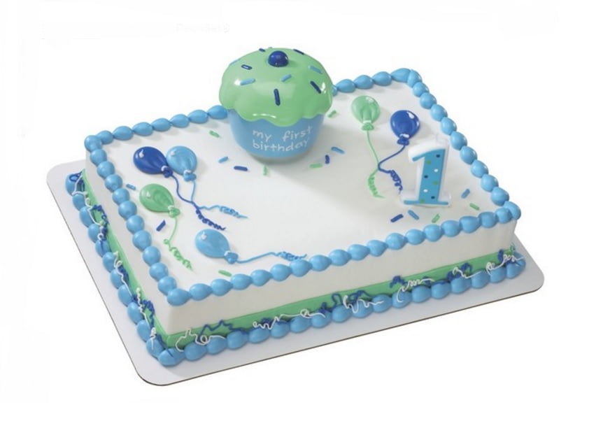 WalMart Bakery Blue Cupcake Keepsake DecoSet