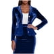 thumbnail image 2 of Karight Women Velvet Suit Blazer Jacket Casual Long Sleeve Notched Lapel Collar Button Open Front Velvet Office Blazer Coat, 2 of 5