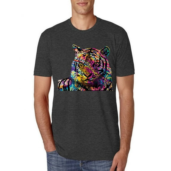 Wild Bobby Colorful Rainbow Siberian Tiger Animal Lover Men Premium Tri Blend Tee, Vintage Black, Small