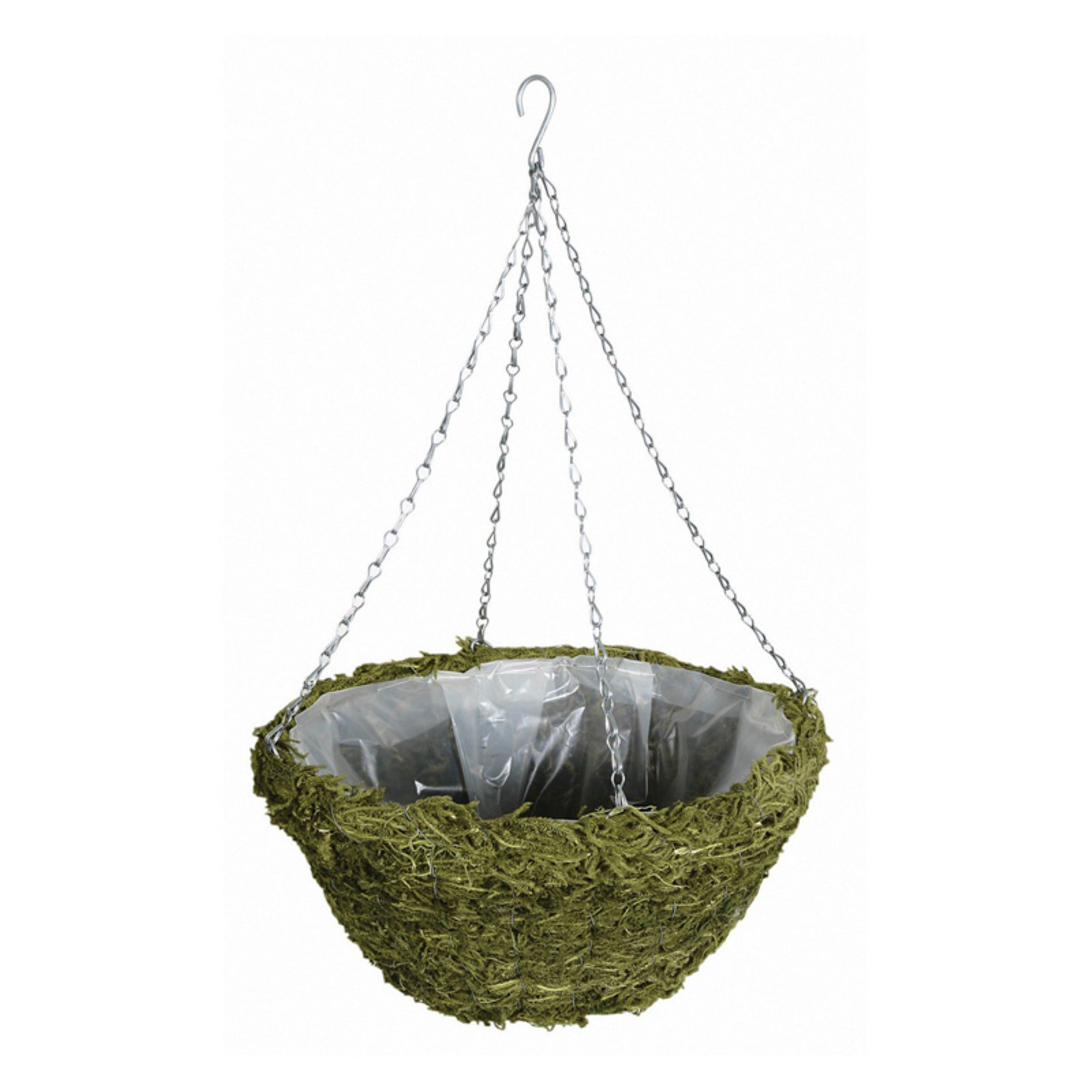 14 in. Green Moss Hanging Basket