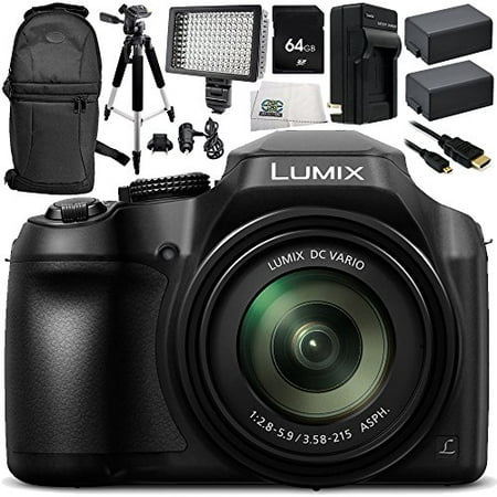 Panasonic Lumix DC-FZ80 Digital Camera 10PC Accessory Bundle – Includes 64GB SD Memory Card + 2x Replacement Batteries + AC/DC Rapid Home & Travel Charger +