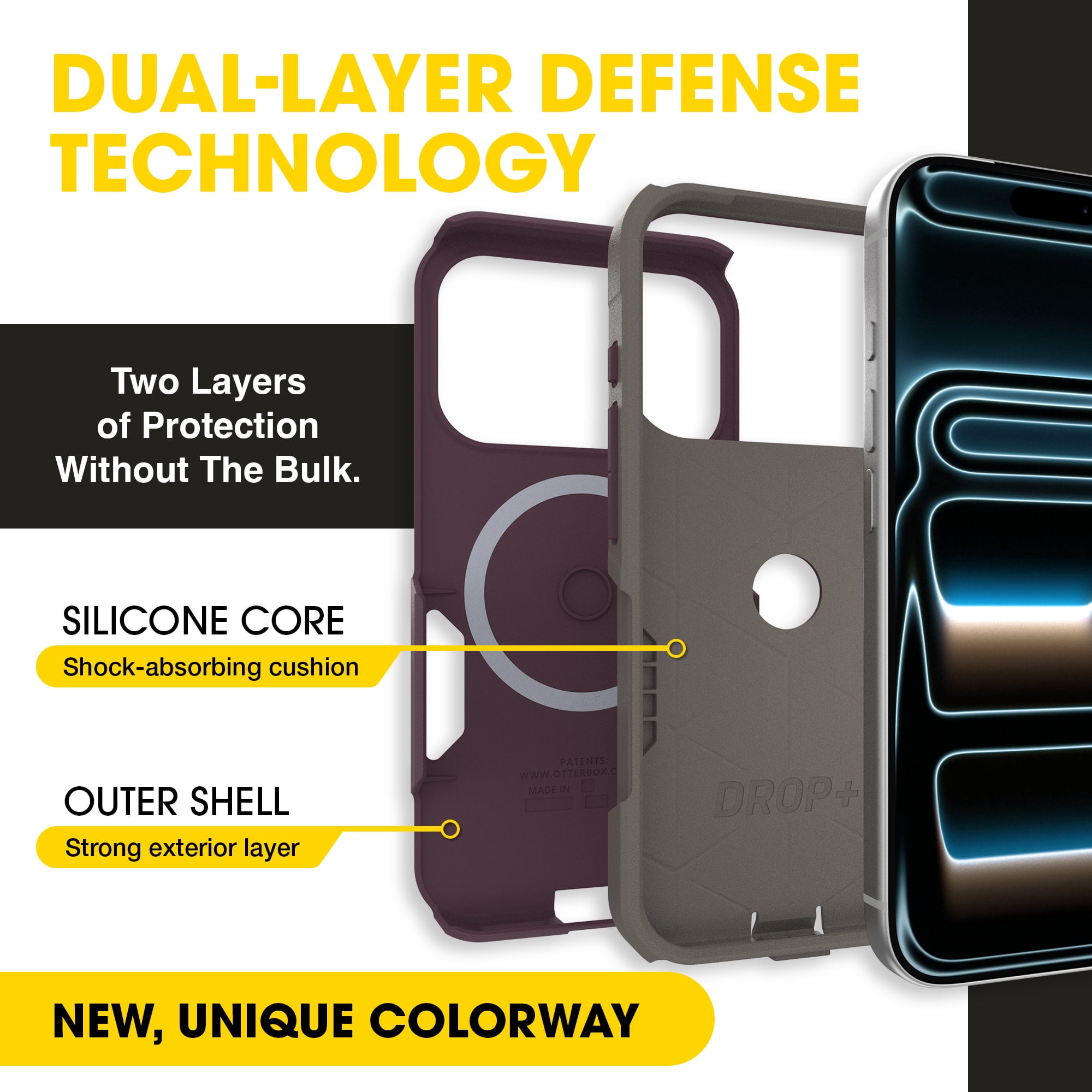 OtterBox iPhone 17 Pro (Only) – Commuter Series Case – Built-In MagSafe – Thin, Dual-Layer, Pocket-Friendly, Port Cover – Purple-ish on Purpose