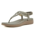 thumbnail image 4 of kamemir Womens Sandals Dressy Closed Toe Sandals for Women Casual Summer Hollow Out Vintage Wedge Sandal Gladiator Flat Sandals(Grey,9), 4 of 6