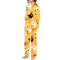 thumbnail image 4 of Halloween Pajamas Women Casual Full Theme Printed Cute 2 Pc Long Sleeve Pocket Button Down Lapel Shirts Loose Pants Soft Fall Winter Nightwear Silk Comfy Womens Loungewear Set Gold S, 4 of 7