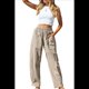 thumbnail image 1 of Pantalones de Verano para Mujer, Estilo Palazzo, Holgados, de Cintura Alta, Estampados, para Vacaciones en la Playa Caqui XXL, 1 of 8