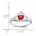 thumbnail image 3 of 14K White Gold Ring Band Themed (01) January Cubic Zirconia CZ Red, Size 6, 3 of 5