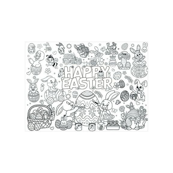 Easter Coloring Poster for Kids – Large Disposable Paper Tablecloth (31.5 x 43.3 in) – Fun Holiday Activity Sheet for Children’s Parties & Creative Play