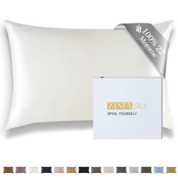 Funda de almohada ZIMASILK 100% Pure 22 Momme Mulberry Silk Ivory
