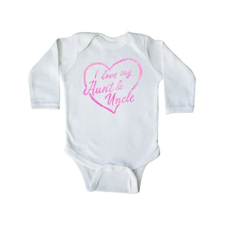

Inktastic I Love My Aunt and Uncle in Pink Chalk Heart Gift Baby Boy or Baby Girl Long Sleeve Bodysuit