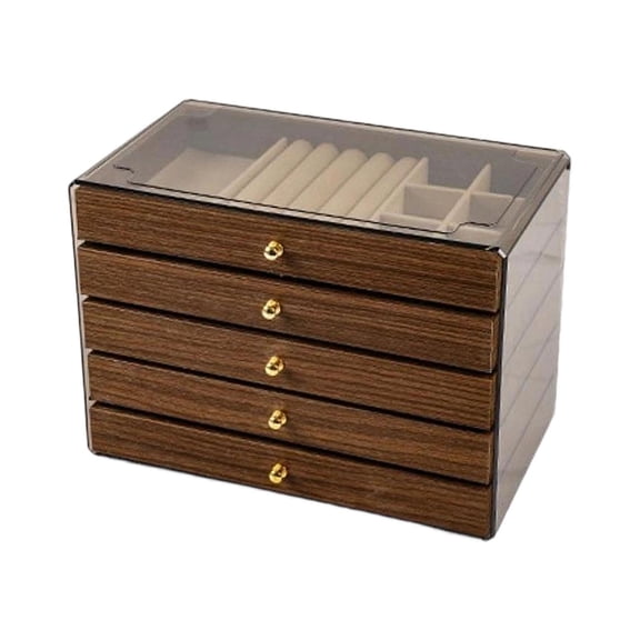 Milageto Wooden Jewelry Box Jewelry Organizer Elegant Multi Layers Large Capacity Jewelry 5 Layers