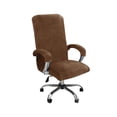 thumbnail image 3 of Velvet Swivel Computer Cover Slipcover Furniture Soft Dustproof Polyester Elastic Office Arm Cover for Computer , brown, 3 of 5