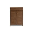 thumbnail image 3 of Coolidge Modern and Contemporary Walnut Finished 5-Shelf Wood Shoe Storage Cabinet with Drawer, 3 of 5