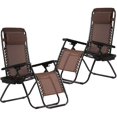 thumbnail image 1 of FDW Zero Gravity Chairs Set of 2 with Pillow and Cup Holder Patio Outdoor Adjustable Dining Reclining Folding Chairs for Deck Patio Beach Yard (Brown), 1 of 7