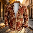 thumbnail image 5 of Mens Vintage Floral Lapel Long Sleeve Shirt, Soft Button Down Blouse, Retro Street Travel Casual Men Shirt, 5 of 5