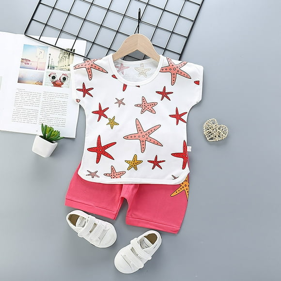 EDFBUYKRS Toddler Baby Kids Girl Boys Sleeveless Cartoon Print Vest Tops Shorts Casual Set Boys Pants Size 5T-6T Boys Sweatpants Size