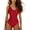 Red, variant on XUELUO One Piece Swimsuit Women Summer Solid Color Strappy Deep V Neck Elastic Slim Swimsuits Beachwear,Green,M