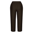 thumbnail image 4 of Womens Plus Size Linen Pants with Pockets High Waist Comfy White Summer Crop Pants Lightweight Casual Loose Trousers (2XL, Brown), 4 of 5
