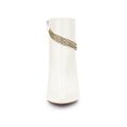 thumbnail image 5 of BLISSFUL STEP Women's Chain Pointy Toe Side Zipper Stiletto Heel Ankle Boots Cream 8, 5 of 7