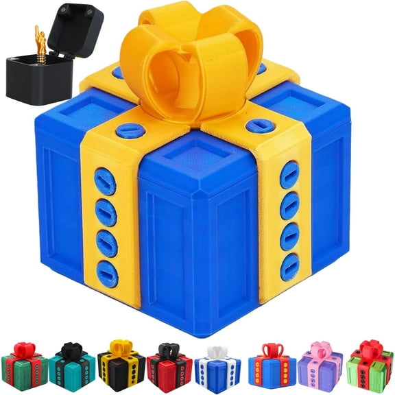 The Prank Box – Hilarious Screw Challenge with Finger Surprise, Endless Puzzle Gift Boxes with Screws and Hidden Lock, Annoying Funny 3D Printed Gifts Boxes Ideal for Christmas (Blue&Yellow)