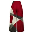 thumbnail image 4 of Plus Size Wide Leg Pants for Women Smocked High Waist Lounge Trousers with Pockets Color Block Linen Loose Ankle Length Pant, 4 of 6