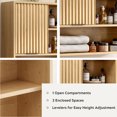 thumbnail image 3 of Joyyskill Fluted Bathroom Wall Cabinet, Wooden Medicine Cabinet with Sliding Door Adjustable Shelf, Modern Bathroom Wall Mounted Cabinet, Natural Oak, 3 of 6