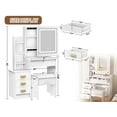 thumbnail image 4 of Meoldis Vanity Desk with Lights & Mirror - Makeup Dressing Table with 4 Drawers, 7 Shelves & Hidden Storage, Sliding LED Mirror for Bedroom (White, 31.5" Compact Design), 4 of 8