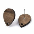 thumbnail image 3 of E835 - 10 pcs. 304 Stainless Steel Earring Posts Studs Settings Cabochons Tacks - 17mm - Wood - Brown - Teardrop, 3 of 4