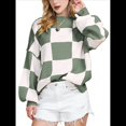 thumbnail image 3 of Suéter Holgado de Punto Acanalado con Cuello Redondo y Larga para Mujer, Moda de Otoño Verde L, 3 of 9