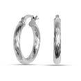 thumbnail image 5 of LeCalla 925 Sterling Silver Hoop Earrings for Women Hypoallergenic Diamond Cut Earring Hoops for Women 20MM, 5 of 7