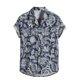 thumbnail image 1 of Camisas De Sport Para Hombre Camisa informal corta con cuello vuelto para hombre, camisas con botones diarios para hombre con estampado de manga y cuello (Dark Blue, XL), 1 of 6
