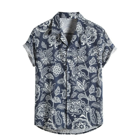 

Pianpianzi Shirts T Shirts Long Sleeve for Men Scrub Tops Men Men s Casual Daily Printing Shirt Short Sleeve Button Turn-Down Collar Tops