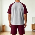 thumbnail image 5 of Sewkxo Mens Pajamas Set Lightweight Summer Pjs Sleepwear Soft Comfy Short Sleeve Sleep Set With Pocket,Wine 3XL, 5 of 5