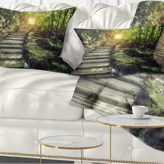 Designart Misty Journey Ahead - Landscape Photography Throw Pillow - 12x20