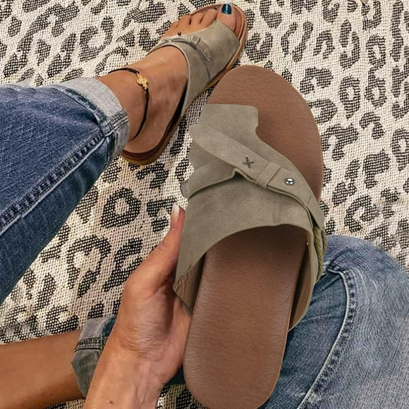 Cream Sandals for Women New Style Flat Sandals Comfortable Slip Sole Ladies Summer Beach Shoes Skechers Shoes for Women Sandals on Clearance