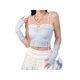thumbnail image 4 of VISgogo Blusas de verano para mujer, con tirantes finos, decoración de dobladillo de encaje, camisa casual elástica sin mangas VISgogo moda, 4 of 6