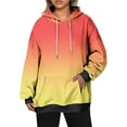 thumbnail image 3 of Scyoekwg Hoodies for Women Drop Shoulder Drawstring Hooded Sweatshirts with Pocket Loose Tops for Women Trendy Gradient Color Long Sleeve Dressy Casual Blouse Pullover (Orange,XL), 3 of 6