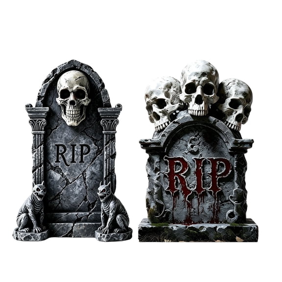 Halloween Yard Stake Tombstone Decoration – 15.75" Lightweight PVC Ground Insert for Lawn Garden & Cemetery Party Scenes