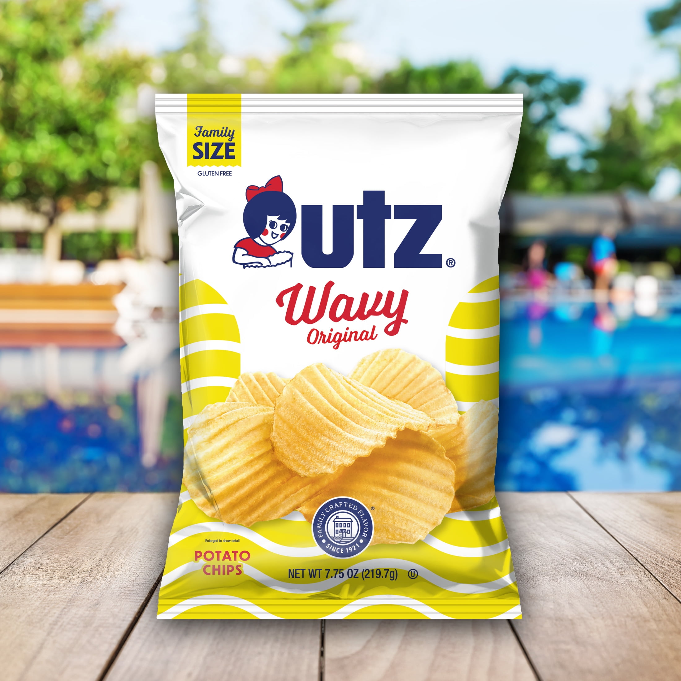 Utz Wavy Original Potato Chips, Gluten-Free, Family Size, 7.75 oz Bag