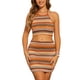 thumbnail image 1 of INSPIRAR CHIC Conjunto de 2 Piezas de Verano Casual para Mujeres, Top Corto Halter y Falda Mini L Naranja, 1 of 1