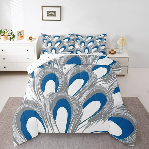 Homewish Geometric Stripes Bedding Comforter Set 2pcs for Teens Boys Girls,Grey White Twin Comforter Sets Microfiber,Minimalist Lines Breathable Bedding Set,Microfiber Bedroom Decor,Reversible