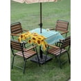 thumbnail image 4 of Outdoor Tablecloths with Umbrella Hole & Zipper, Sunflower 54x54 Inch Square Tablecloths, Yellow Summer Botanical Blue Striped Farmhouse Waterproof Table Cloth, Patio/Pool/Picnic Table Covers, 4 of 8